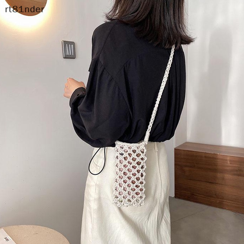 Túi Đựng Điện Thoại Bằng Cotton Đan Đeo Chéo Vai Thời Trang Mùa Hè