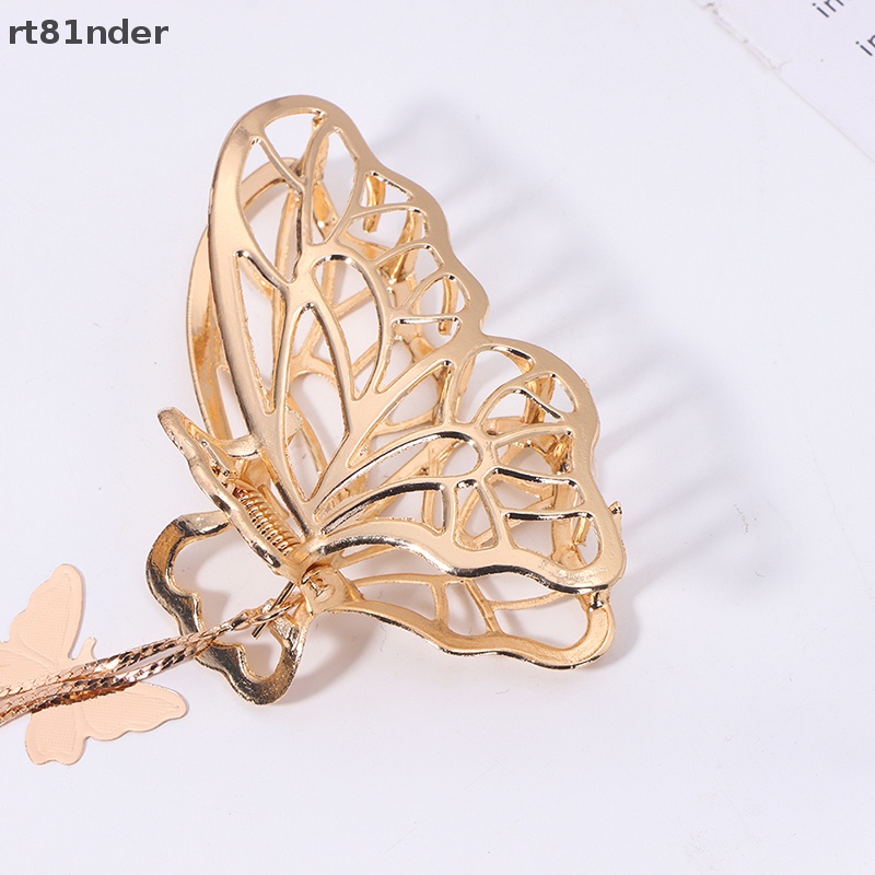 Kẹp Tóc Hình Bướm Lớn Màu Vàng Đính Ngọc Trai Phong Cách Vintage Thanh Lịch