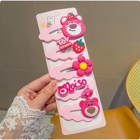 Kẹp Tóc BB Họa Tiết Gấu / Dâu Tây / Ngôi Sao Hoạt Hình Thời Trang Mùa Hè