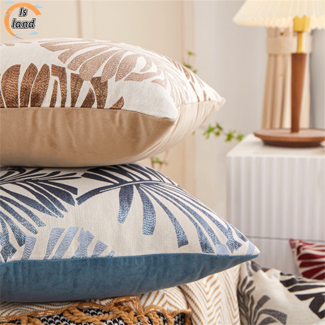 Vỏ Gối Cotton Lanh Họa Tiết Lá Nhiều Màu Trang Trí Phòng Khách / Phòng Ngủ