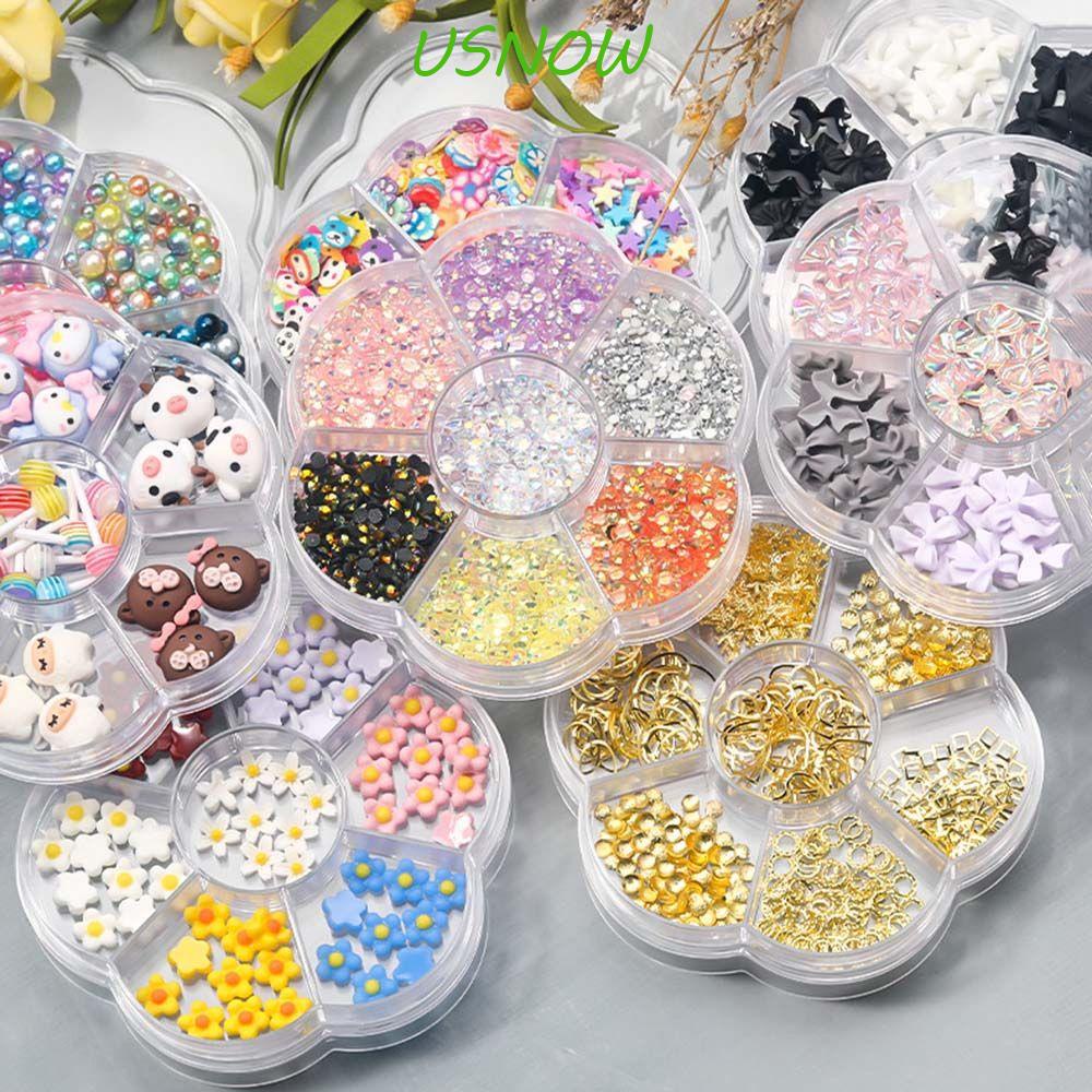 Phụ Kiện Trang Trí Móng Nghệ Thuật Hình Gấu / Bướm / Trái Tim Lấp Lánh Mềm Mại Phong Cách Nhật Bản