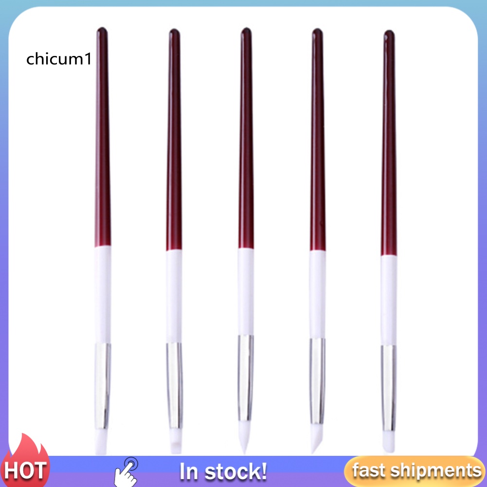 Set 5 Cọ Vẽ Móng Đầu Silicone Tiện Dụng