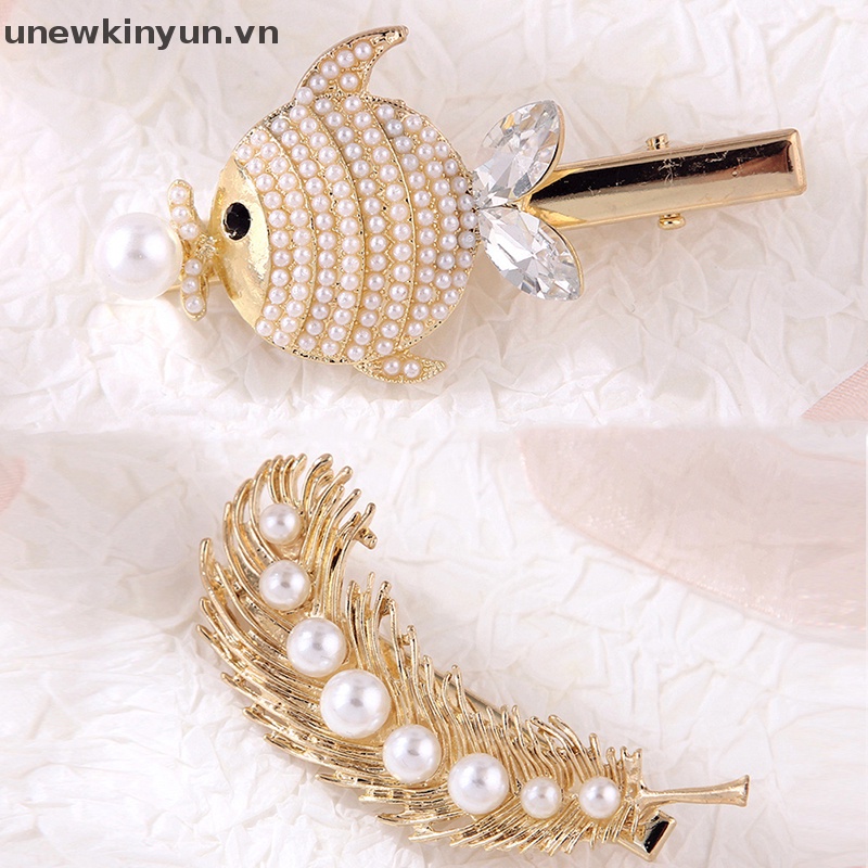Kẹp Tóc Đính Ngọc Trai Kim Cương Thời Trang Phổ Biến Cho Nữ