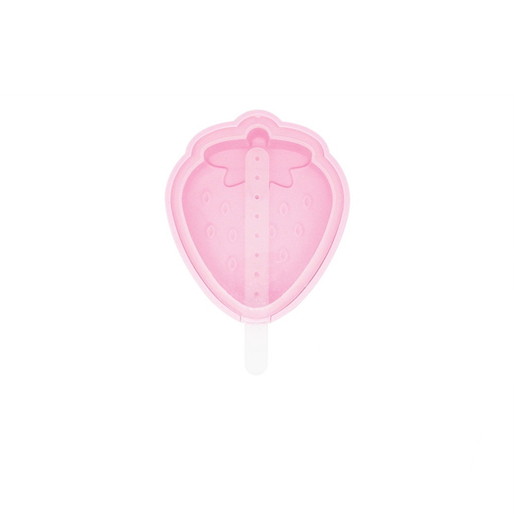 Khuôn Silicone Làm Kem Hình Quả Dâu Có Nắp Đậy Và Nắp Đậy