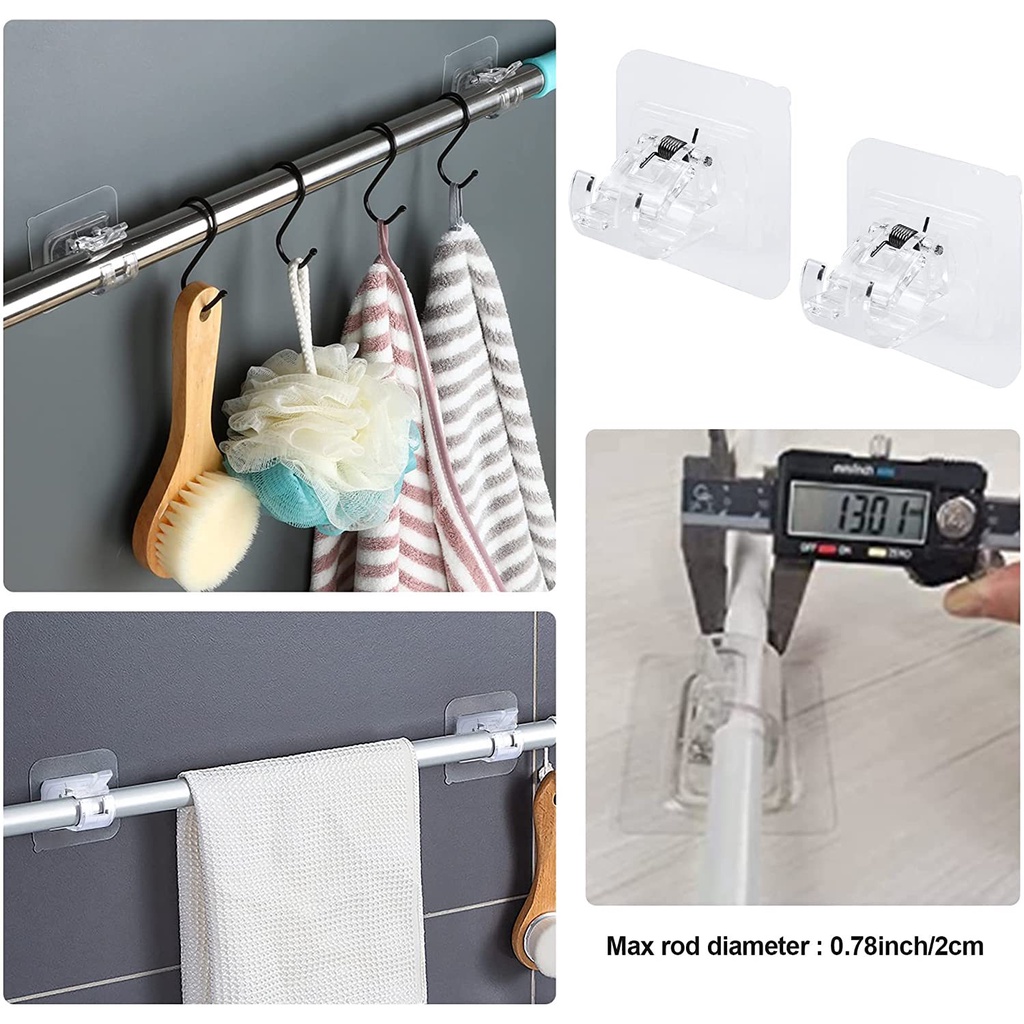 Set 6 Giá Đỡ Treo Rèm Cửa Tự Dính Không Cần Khoan Lỗ Bằng Nhựa Dành Cho Nhà Bếp Phòng Tắm