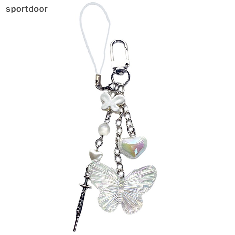 [sportoutdoor] Mặt Dây Chuyền Điện Thoại / Chìa Khóa / Túi Xách Hình Bướm Chữ Ch Thủ Công Y2K DIY [out]