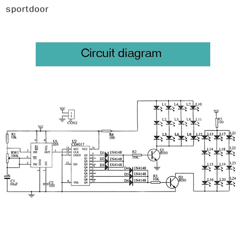 [sportoutdoor] Bộ Đèn LED NE555 CD4017 IC Hai Màu Đỏ Xanh Dương DIY