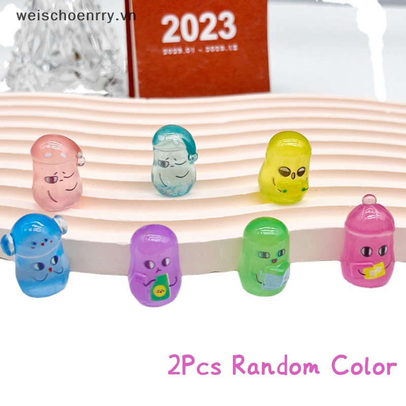 Set 2 Tượng Búp Bê Dạ Quang Hình Hạt Đậu Đỏ Dùng Trang Trí Tiểu Cảnh