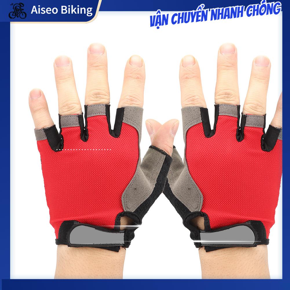 Aiseo Biking MỘT Đôi Vải Unisex Thể Thao Ngoài Trời Xe Đạp Đi Thoáng Khí Chống Trượt Nắng Găng Tay Nửa Ngón