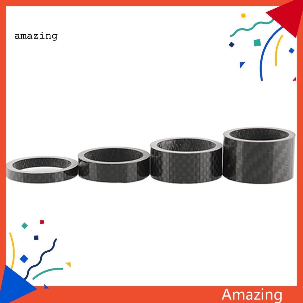 Bộ 4 Vòng Đệm Cổ Xe Đạp Bằng Sợi Carbon Bền Chắc Kích Thước 5 / 10 / 15 / 20mm