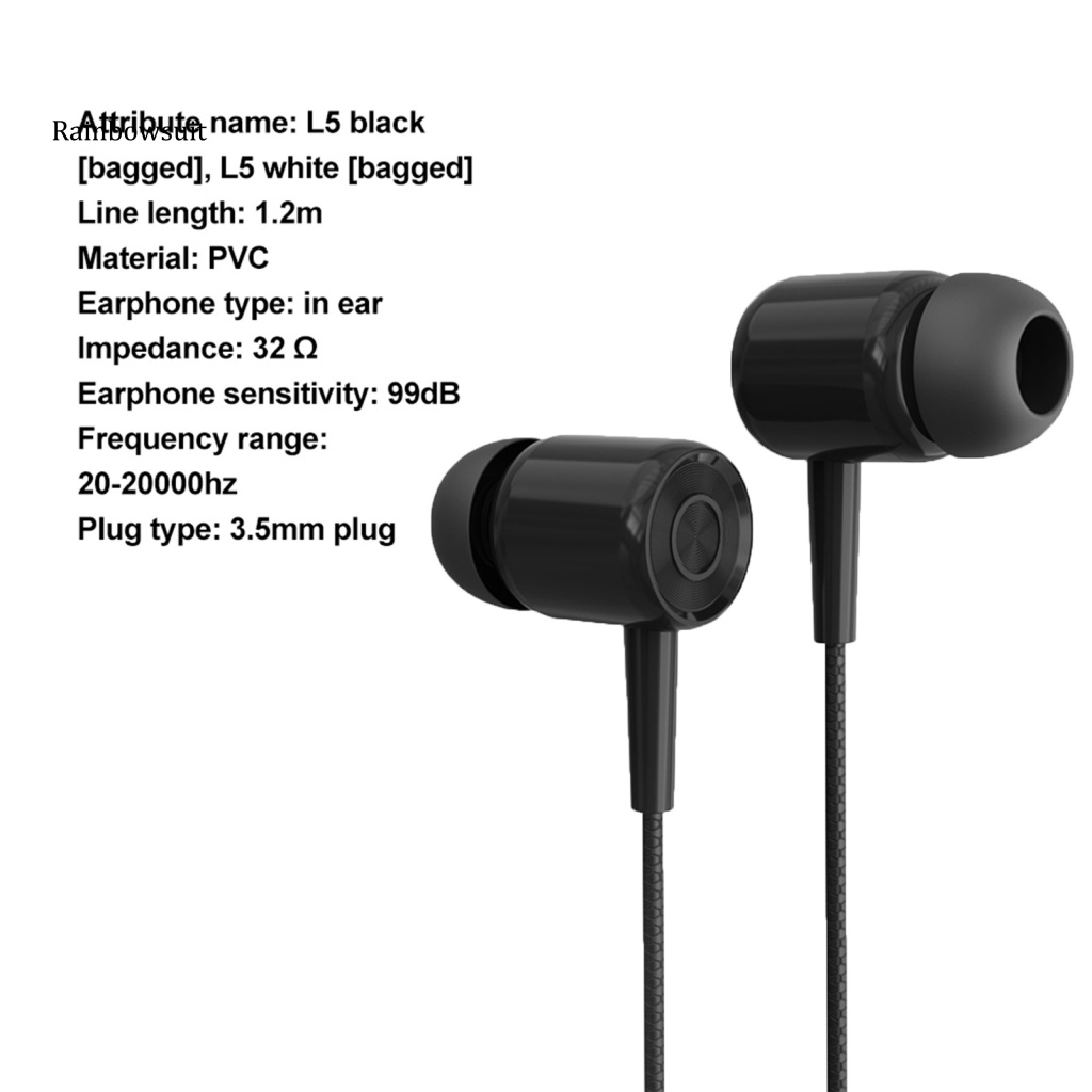 Tai Nghe Nhét Tai Có Dây L5 Giắc Cắm 3.5mm Âm Trầm Có Micro Dùng Để Chơi Game Karaoke