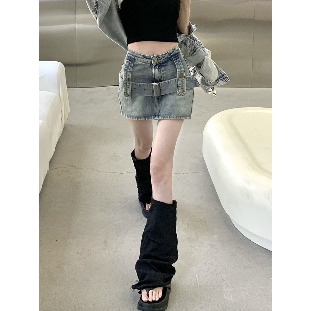 Chân váy Chân váy jean Chân Váy Bò váy nữ Chân Váy Chữ A set váy 2023 New Style MA1012
