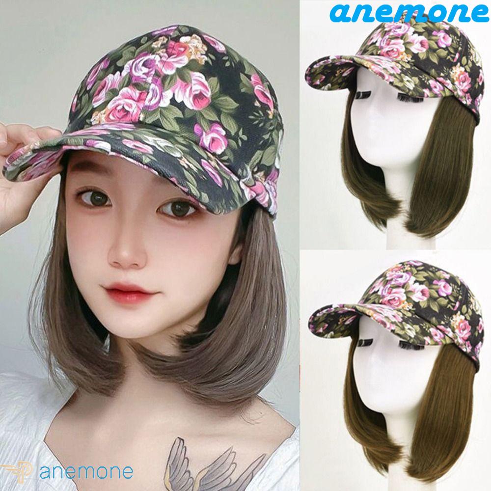 Tóc Giả Màu Nâu Tự Nhiên Có Mũ Lưỡi Trai Thời Trang Mùa Hè Cho Nữ