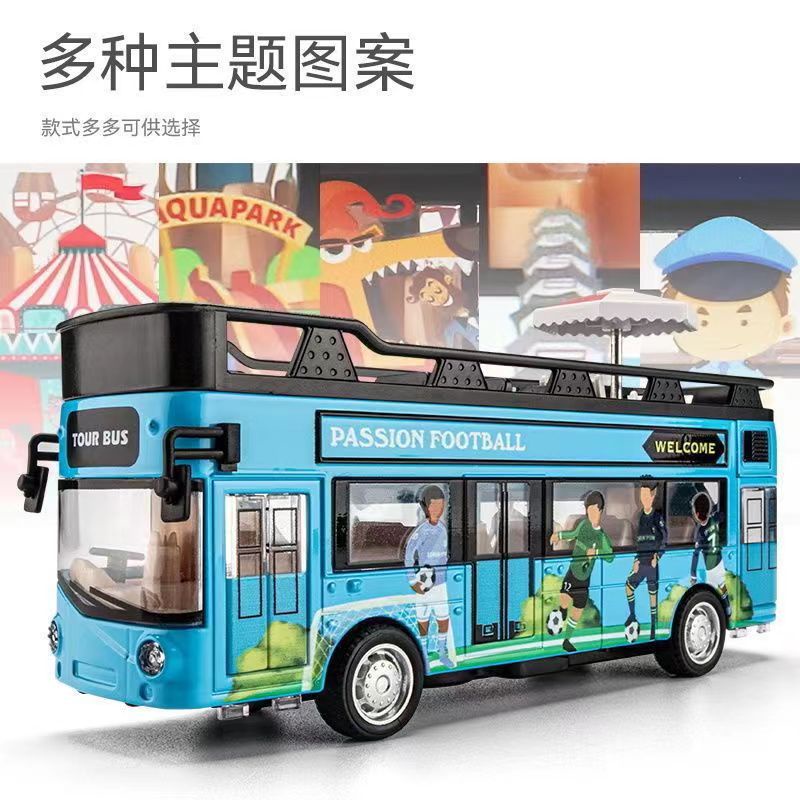 Mô Hình Xe Buýt Hai Tầng Có Đèn Và Nhạc Bằng Hợp Kim Cho Bé