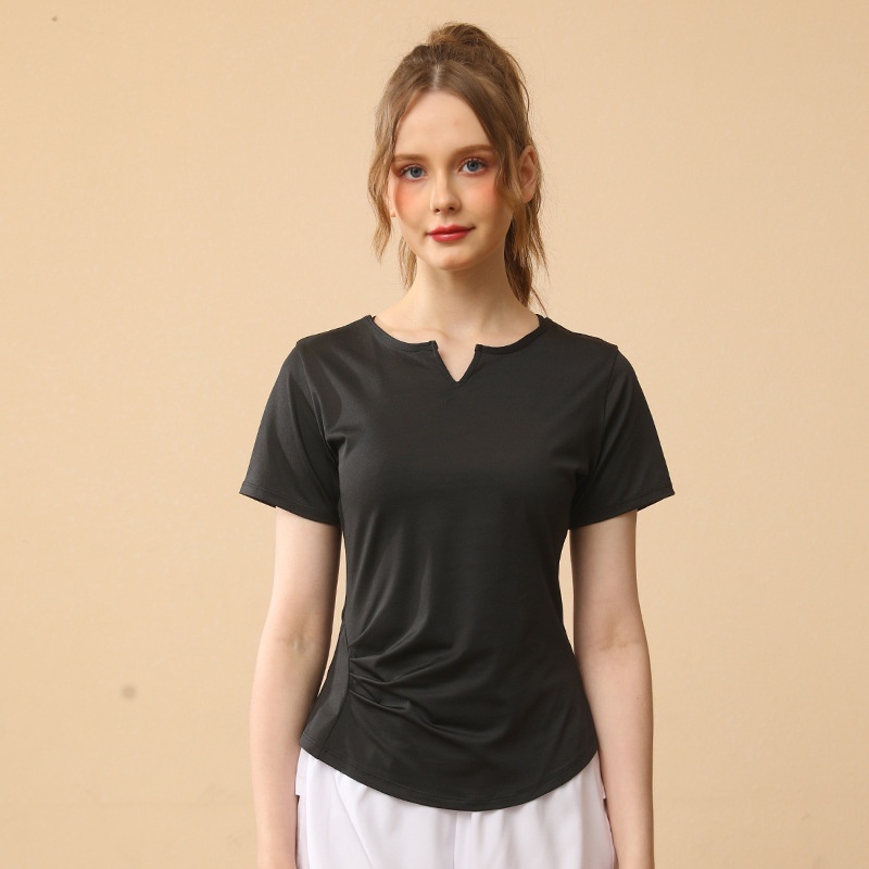 Áo Thun Ngắn Tay Cổ Chữ V Dáng Ôm Thời Trang Mùa Hè Tập Yoga Dành Cho Nữ