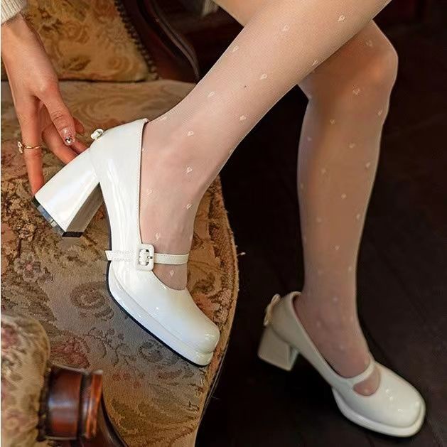 LORRTTA giày cao gót nữ giày nữ lolita giày Giày búp bê gót đại đính tinh thể 2023NEW BK20Z23051107