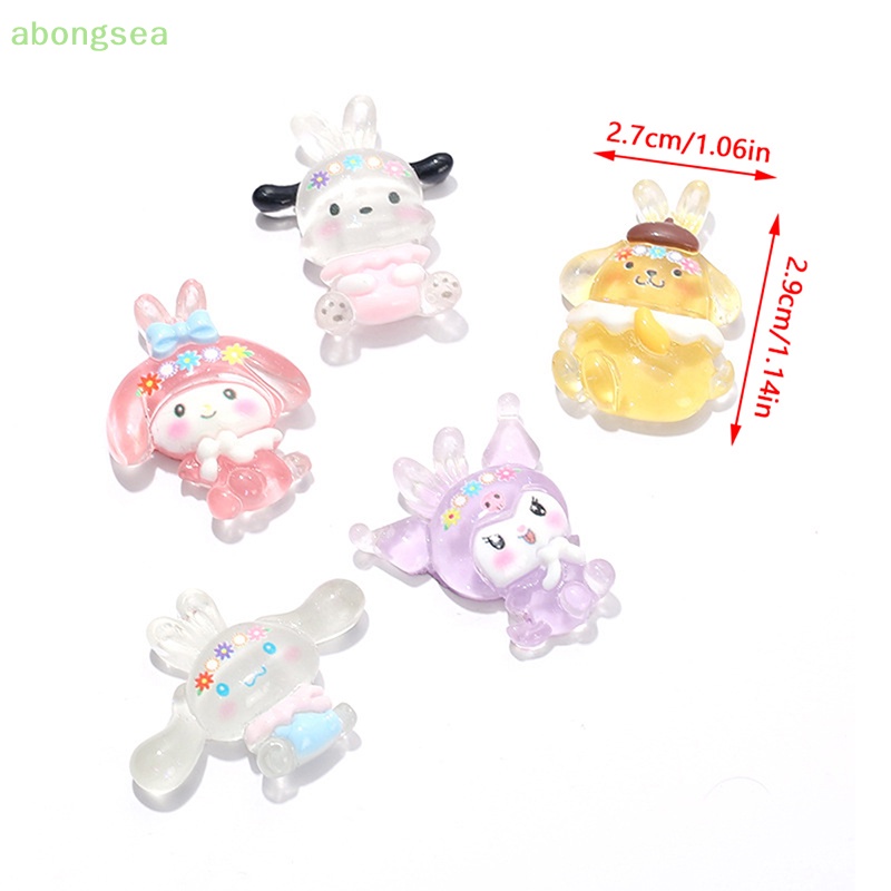 Bộ 5 Miếng Dán Trang Trí Điện Thoại Hình Bông Hoa Mini Bằng Resin Dạ Quang DIY