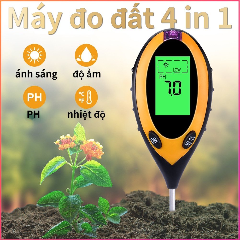 【FREESHIP】 Máy đo, dụng cụ đo độ PH đất 4 trong 1(PH, độ ẩm, ánh sáng, nhiệt độ)