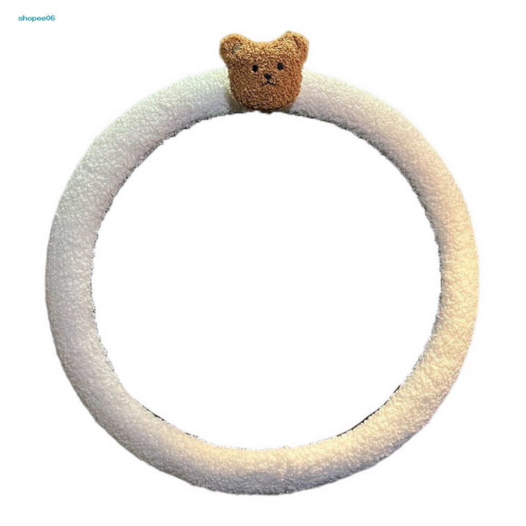 Vỏ Bọc Vô Lăng Xe Hơi Chống Tĩnh Điện Bằng Vải Lông Trang Trí Hình Gấu Dễ Thương