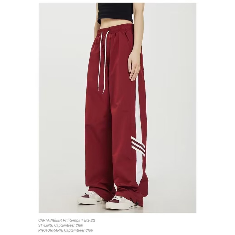 Quần Thể Thao Dài Ống Đứng Phối Sọc Đơn Giản Thời Trang Theo Phong Cách Mỹ Cho Cả Nam Và Nữ