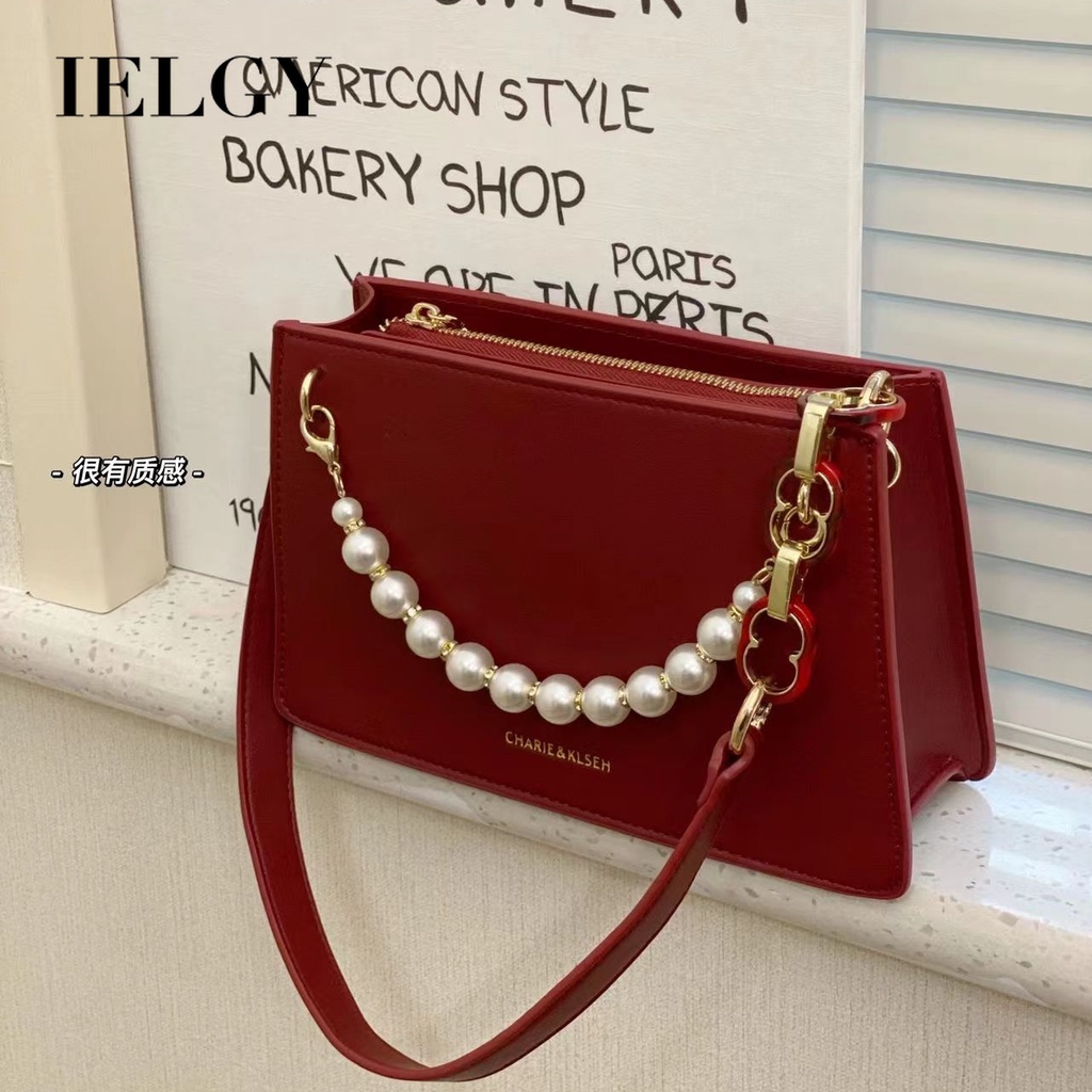 Ielgy Niche Túi Xách Đeo Dưới Cánh Tay Một Dây Chuỗi Ngọc Trai Đơn Giản Thời Trang Dễ Phối Đồ Cho Cô Dâu