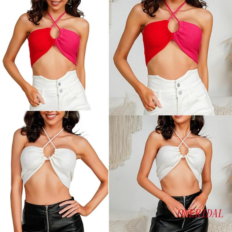 Áo Croptop Dệt Kim Không Tay Thời Trang Mùa Hè Dành Cho Nữ