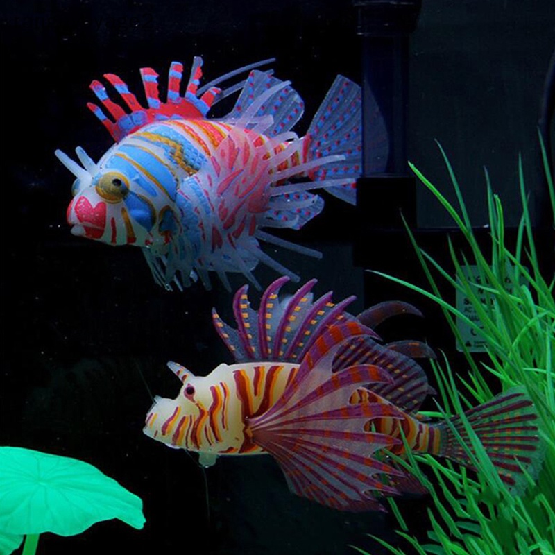 Cá Sư Tử Dạ Quang Bằng Silicon Phát Sáng Trong Bóng Tối Trang Trí Bể Cá