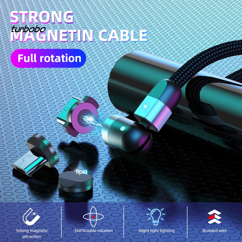 1 Bộ Dây Cáp Sạc USB Type-C 8-pin / Đầu Nam Châm Xoay Được Thiết Kế 3 Trong 1 Dùng Trong Văn Phòng