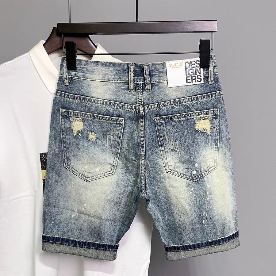 Quần Short Denim Thêu Họa Tiết Phong Cách Mới 2022 Cho Nam