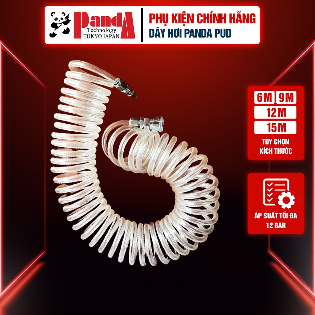 Dây hơi Panda PUD dùng cho máy nén khí, có sẵn 2 đầu nối nhanh , ống dẫn hơi
