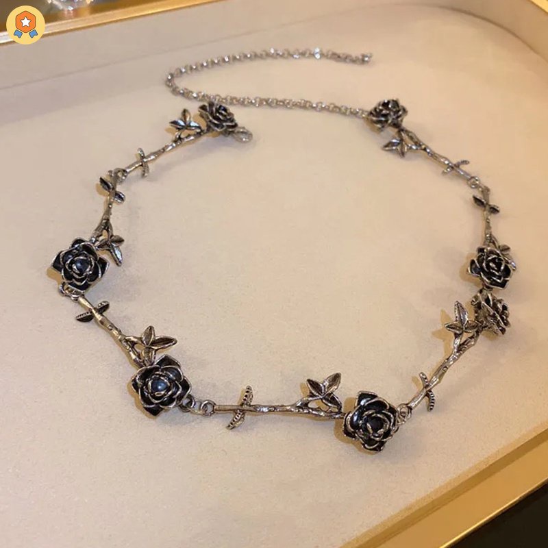 Vòng Cổ Choker Họa Tiết Hoa Hồng Đen Phong Cách Cổ Điển Thời Trang Cho Nữ HYJP2