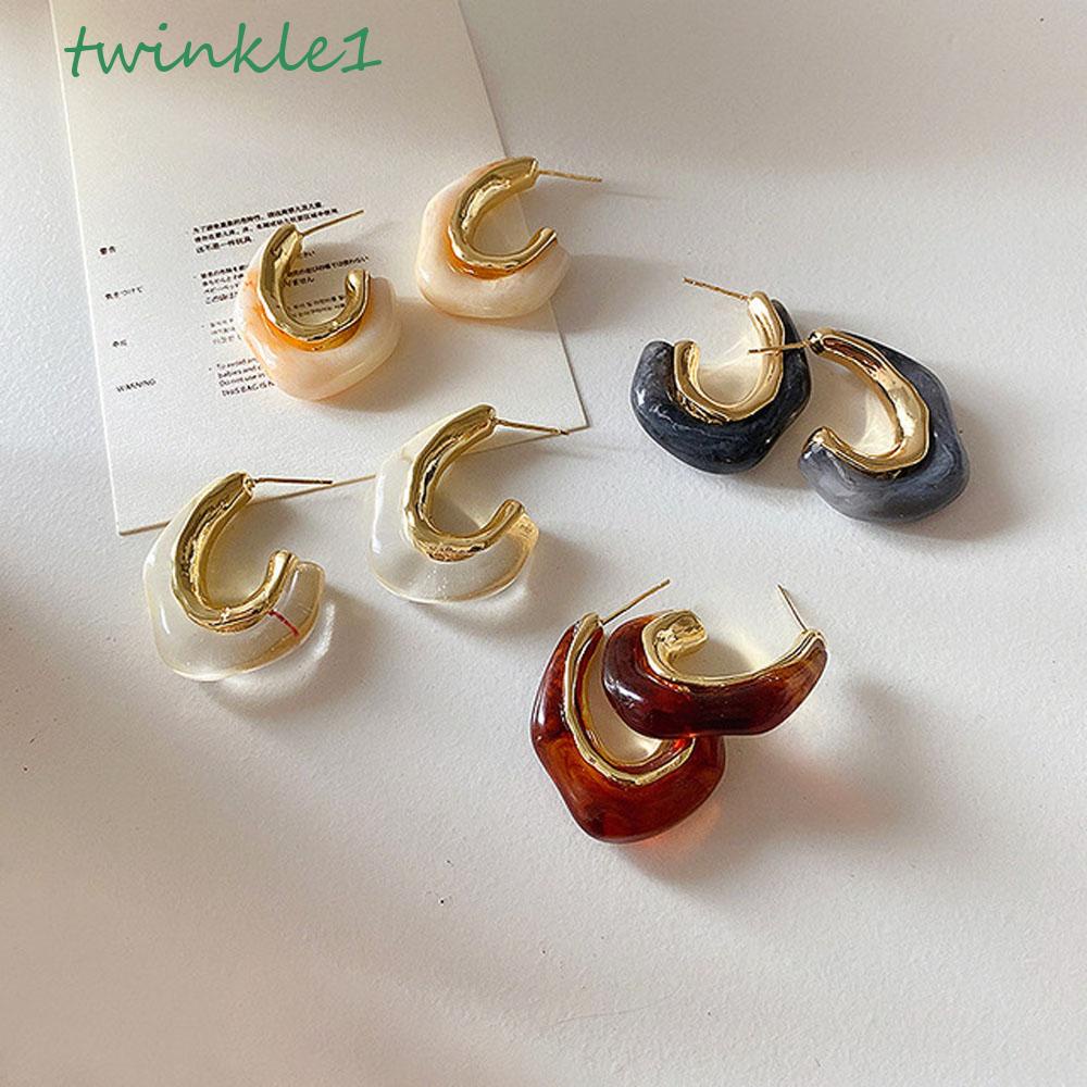 Bông Tai Hình Học Bằng Acrylic Lấp Lánh Phong Cách Hàn Quốc Đơn Giản