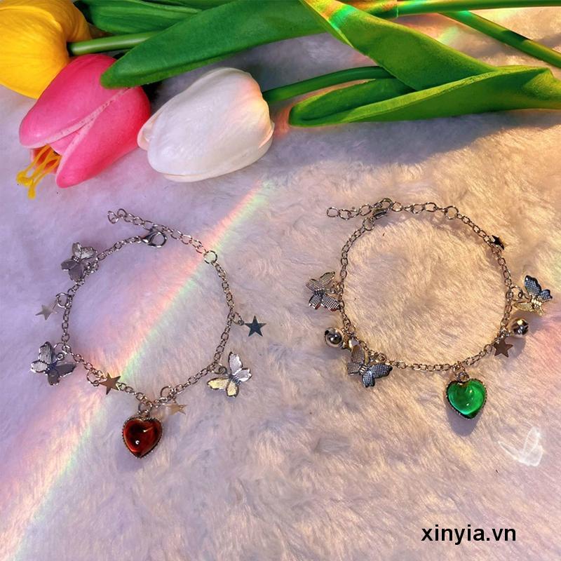 Vòng Đeo Tay Cặp Đôi Thay Đổi Màu Sắc Họa Tiết Bướm / Trái Tim Thay Đổi Độc Đáo