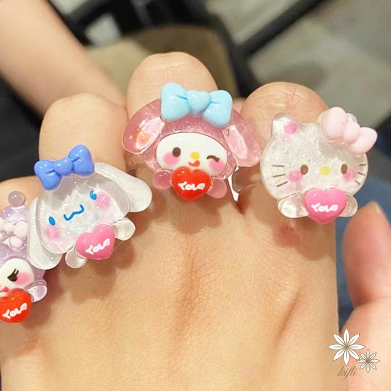 SANRIO Nhẫn Hình Chú Chó Cinnamon Dễ Thương Có Thể Điều Chỉnh Kulomi Cho Nữ