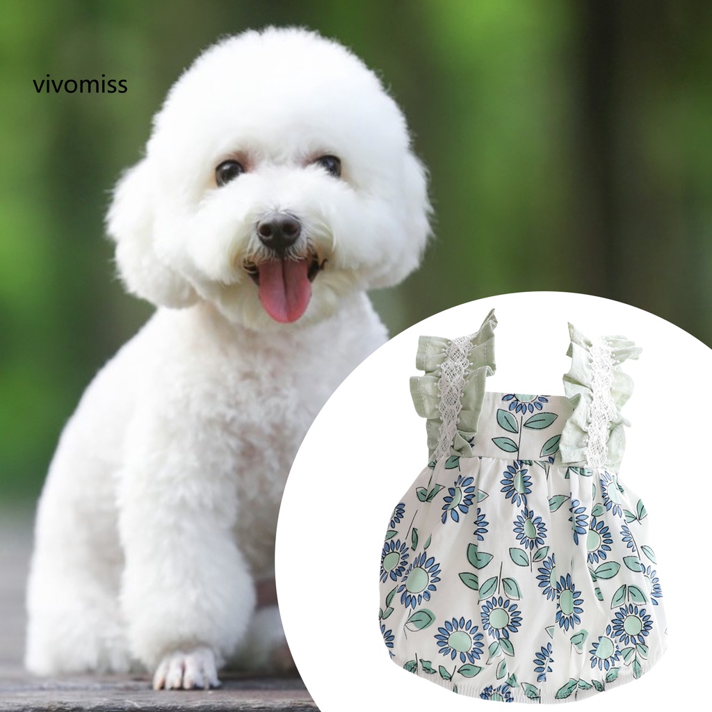 Đầm Không Tay In Hoa Hướng Dương Dễ Thương Cho Cún Cưng