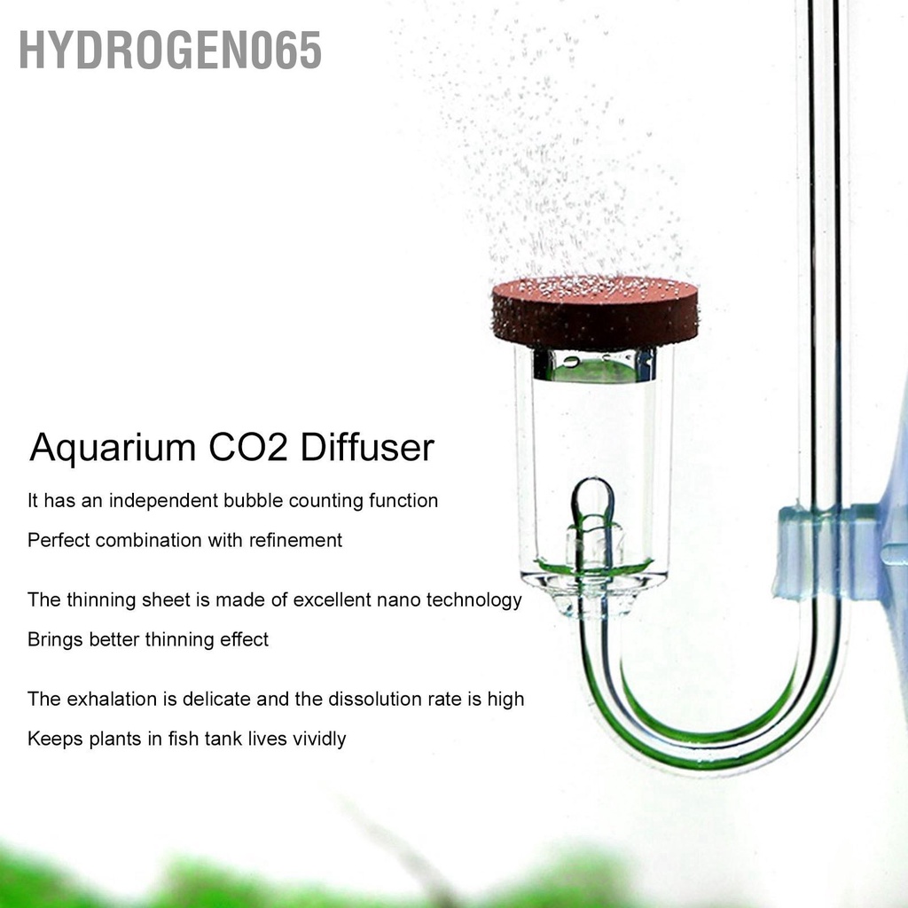 Hydrogen065 Hồ Cá CO2 Khuếch Tán Độc Lập Chức Năng Đếm Bong Bóng Acrylic Trong Suốt Atomizer Cho Bể Vật Có Hoa