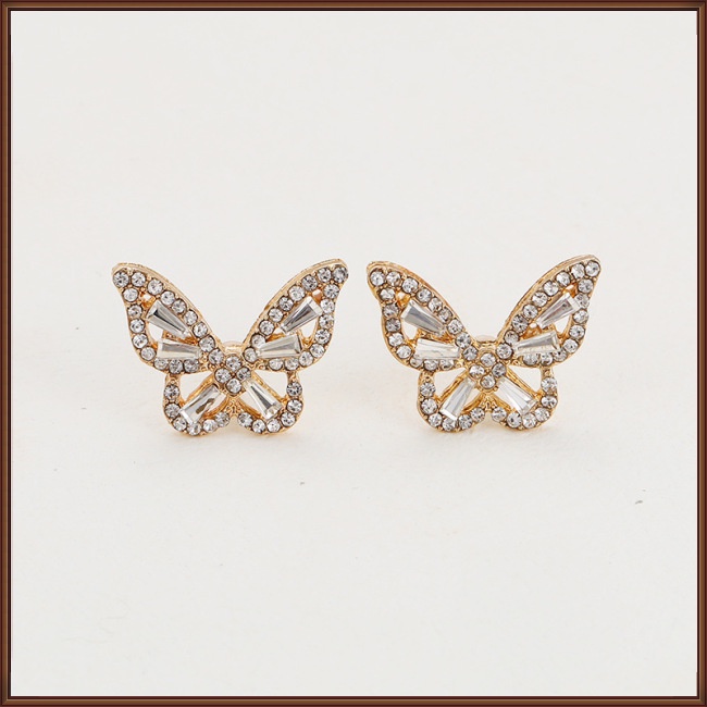 Đôi Khuyên Tai Hình Bươm Bướm Đính Đá Pha Lê Đơn Giản Dành Cho Nữ