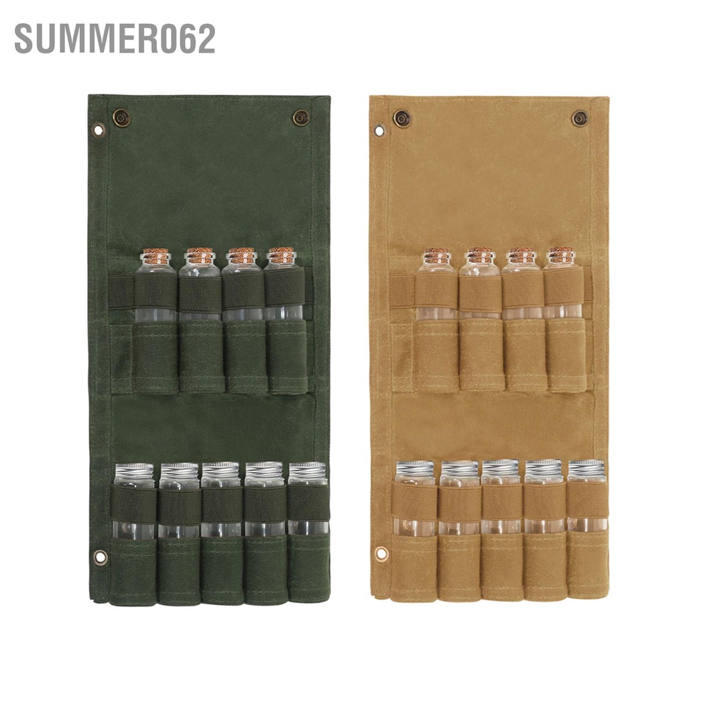 Summer062 Túi Đựng Gia Vị Di Động 9 Lỗ Vải Thủy Tinh Nhẹ Thoải Mái Tay Cảm Thấy Bảo Quản Ngoài Trời