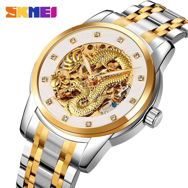 Đồng Hồ Cơ Tự Động SKMEI 9310 Họa Tiết Rồng Trung Hoa Sáng Tạo Cho Nam