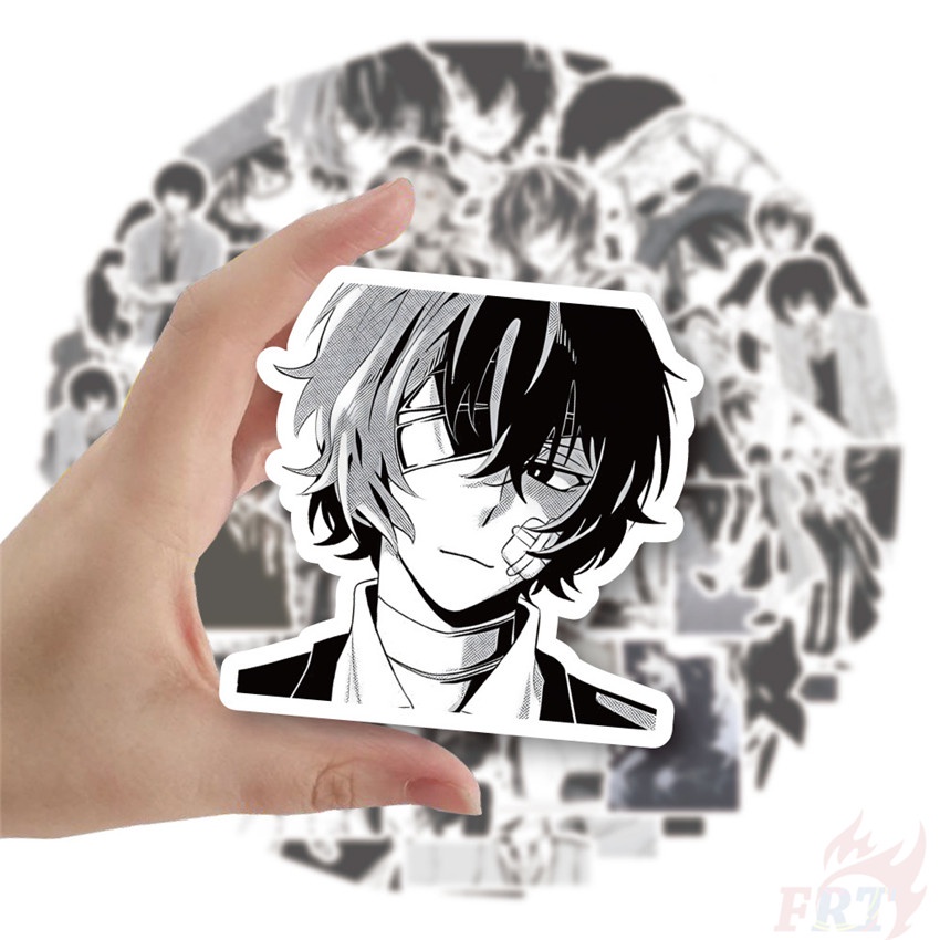 60Pcs/Set ❉ Bungo Stray Dogs . Classical Black & White Stickers ❉ DIY Fashion Decals Doodle Stickers
