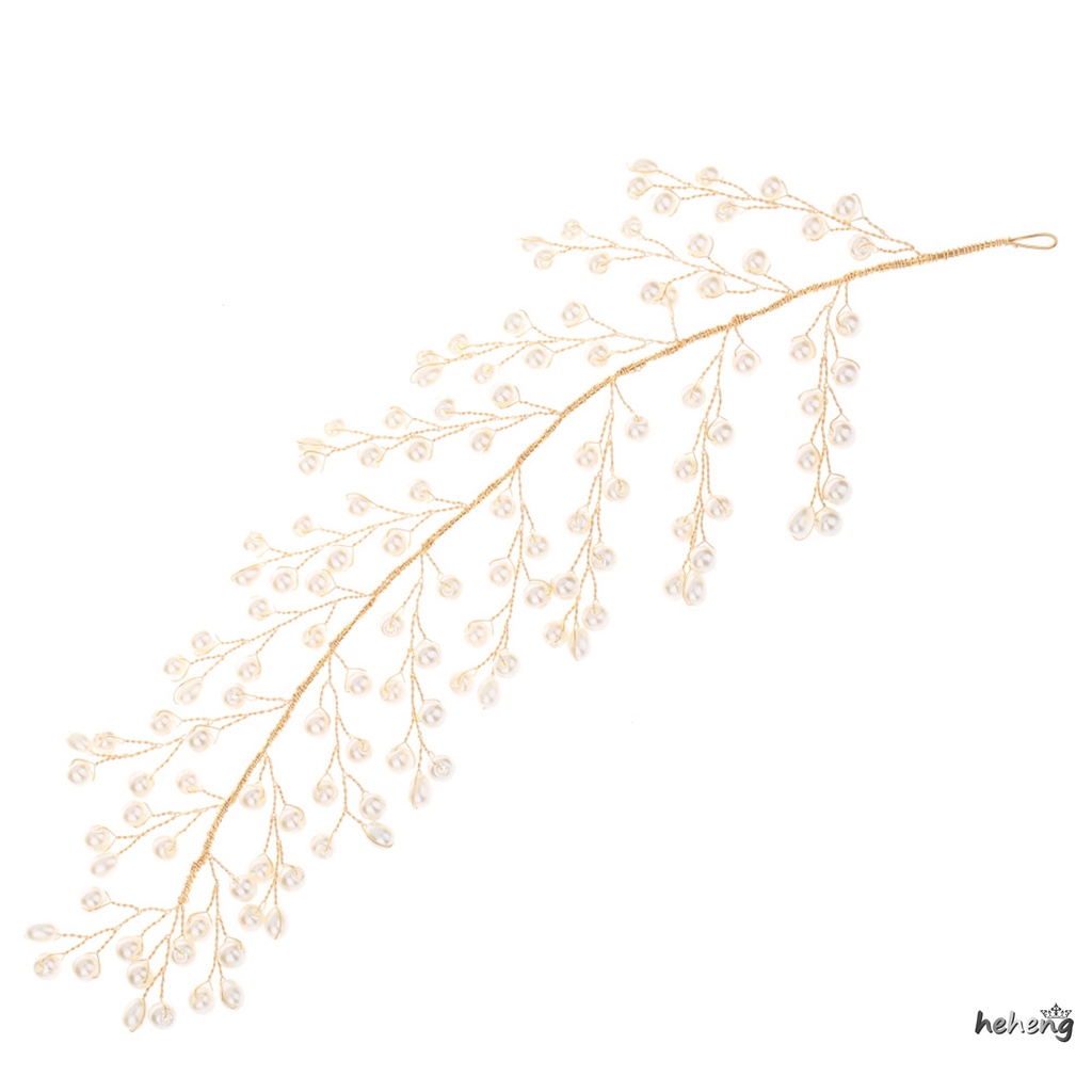 Băng Đô Cài Tóc Hình Chiếc Lá Đính Ngọc Trai Chống Trượt Thời Trang Cho Nữ