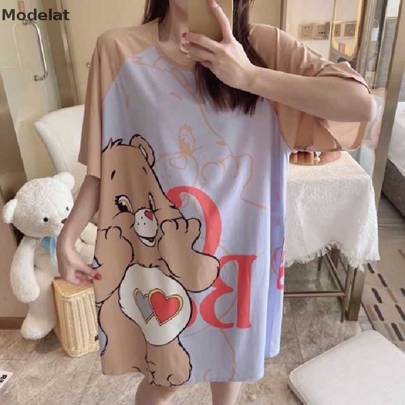 Đồ ngủ Ngắn Tay Dáng Rộng In Hoạt Hình Thời Trang Mùa Hè Dành Cho Nữ