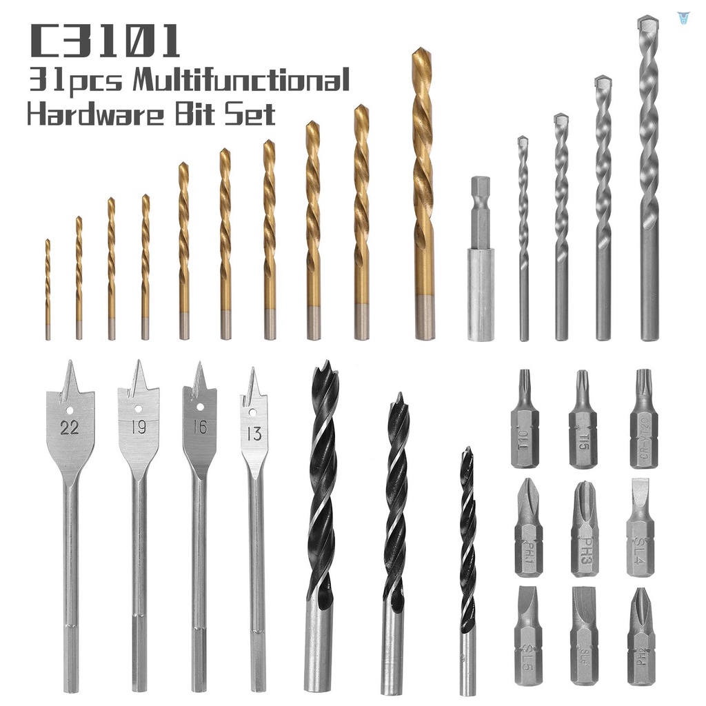 Bộ 31 Mũi Khoan Dẹp Cứng Đa Năng C3101