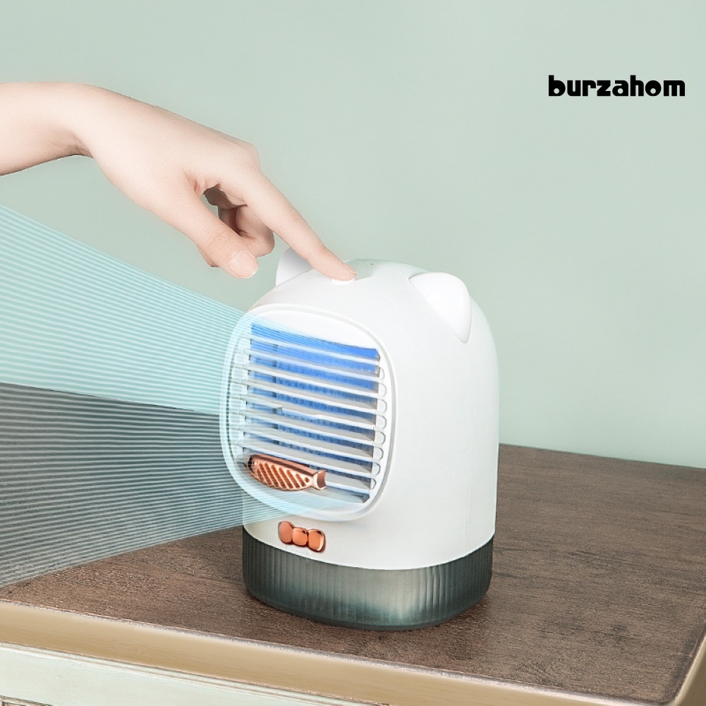 Quạt Điều Hòa Làm Ẩm Không Khí Có Đèn LED UV Hình Mèo May Mắn Sạc Cổng USB