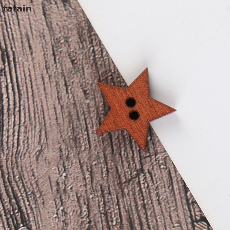 Set 100 Nút Gỗ 2 Lỗ Hình Ngôi Sao Xinh Xắn