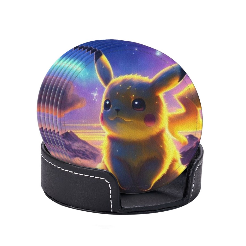 Bộ 6 Đế Lót Ly Pokemon Pikachu Đế Lót Ly Da Quán Cà Phê Đế Lót Ly Trà Chịu Nhiệt