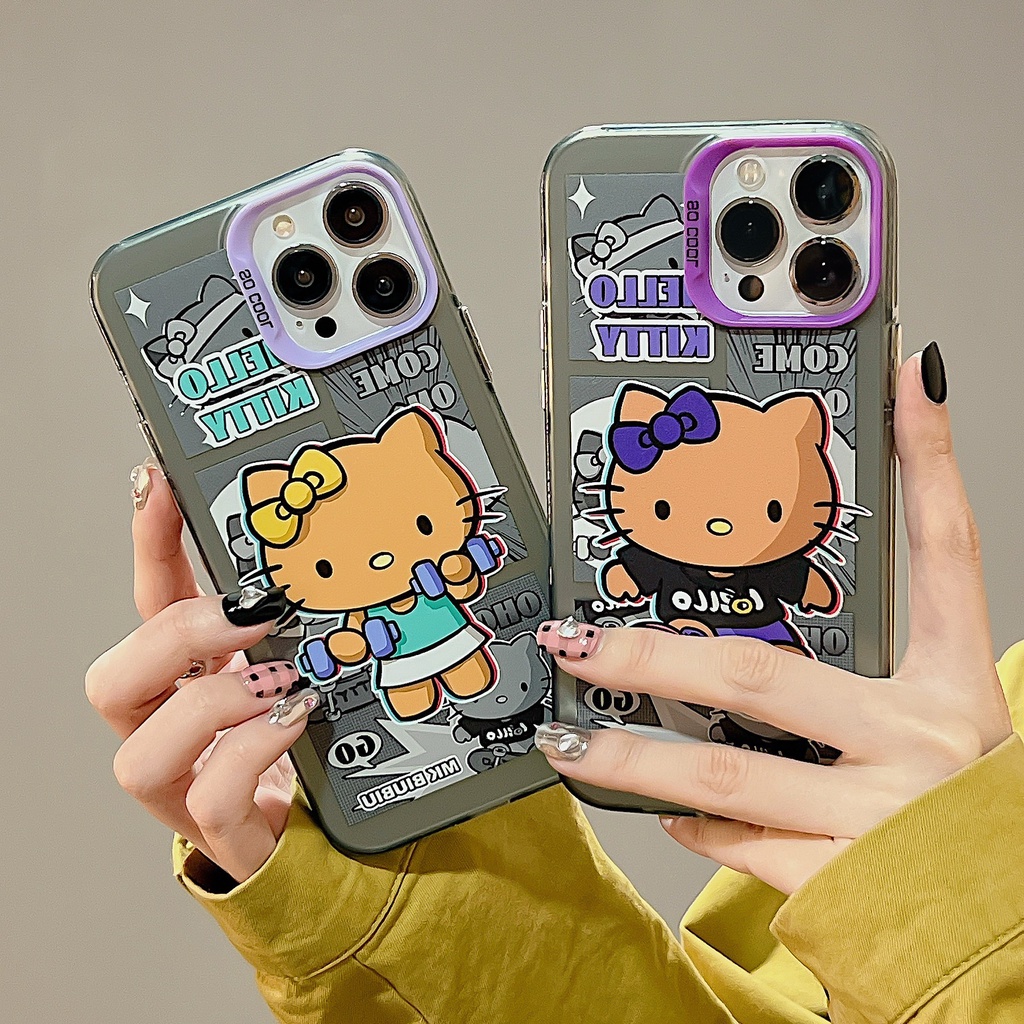 Ốp Điện Thoại TPU Mềm Trong Suốt Hai Mặt Chống Sốc In Hình Mèo Kitty Cho iPhone 11 13 12 14 Pro Max