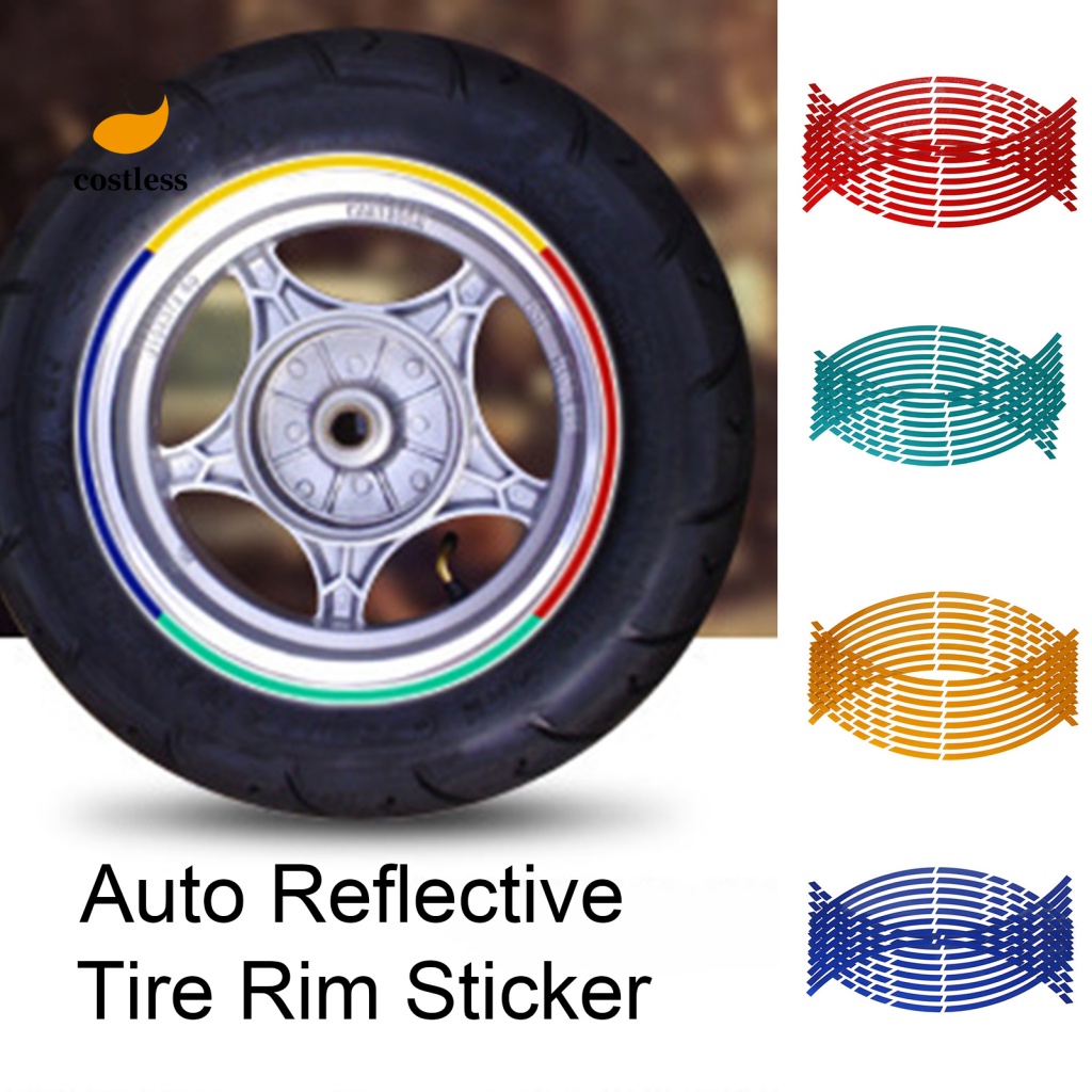 Bộ 16 Miếng Dán Phản Quang Nhiều Màu Sắc Trang Trí Vành Bánh Xe Hơi Xe Máy