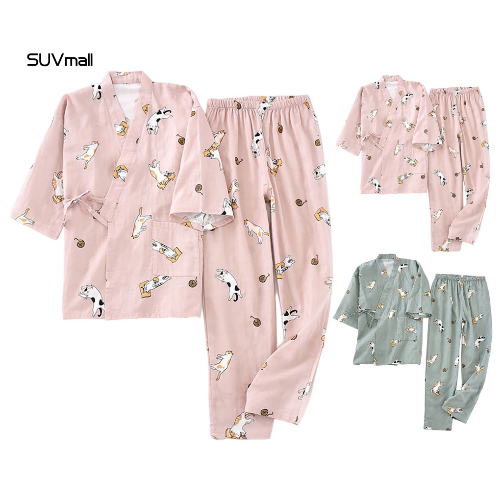 Set 2 Món Đồ Mặc Ở Nhà Cổ Chữ V Dành Cho Nữ