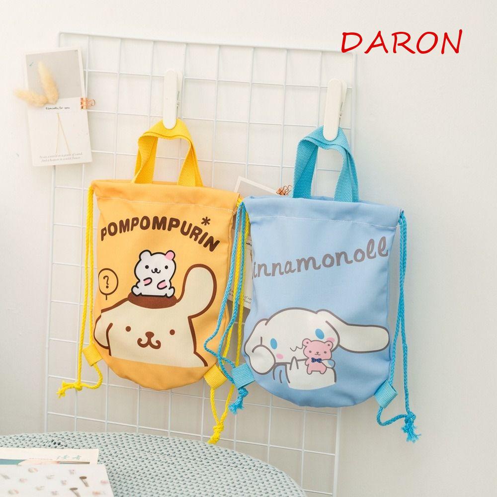 Ba Lô Dây Rút Chất Liệu Vải Bố Họa Tiết Hoạt Hình Kuromi Melody Đáng Yêu Cho Bé